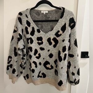 Miracle brand leopard print v-neck sweater